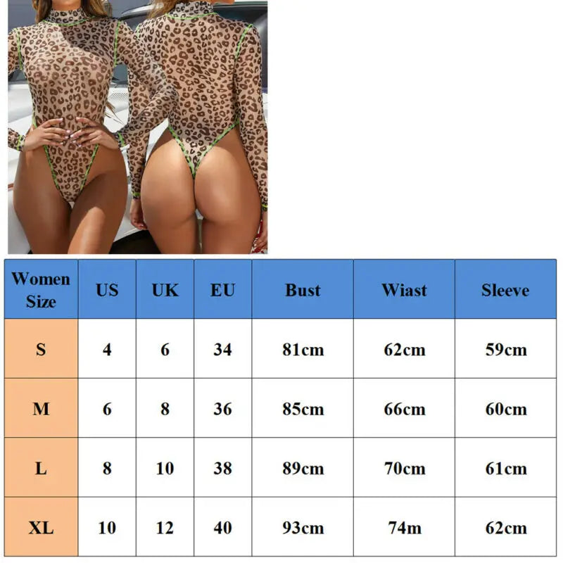 Summer Sexy Women Leopard Bodysuit High Cut Leotard Thong Clubwear Bodycon Jumpsuit Bodys Romper Tops Overalls For Women