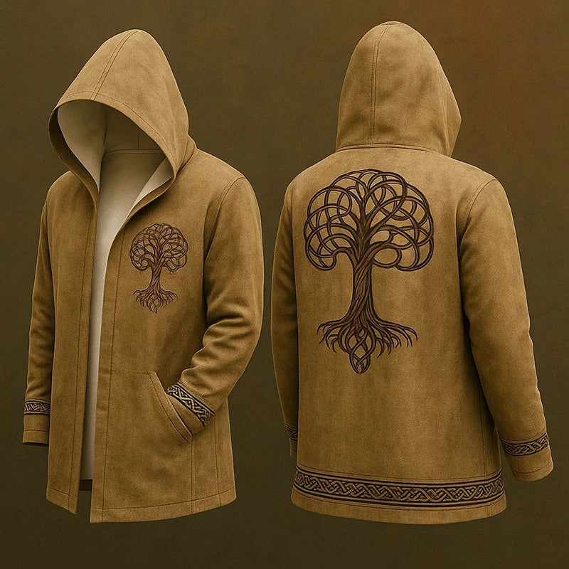 Y2K Mens Hooded Jacket Coat Streetwear Fashion Loose Long Sleeve Windbreaker Men's Fall Winter Vintage Gothic Printing Cardigan