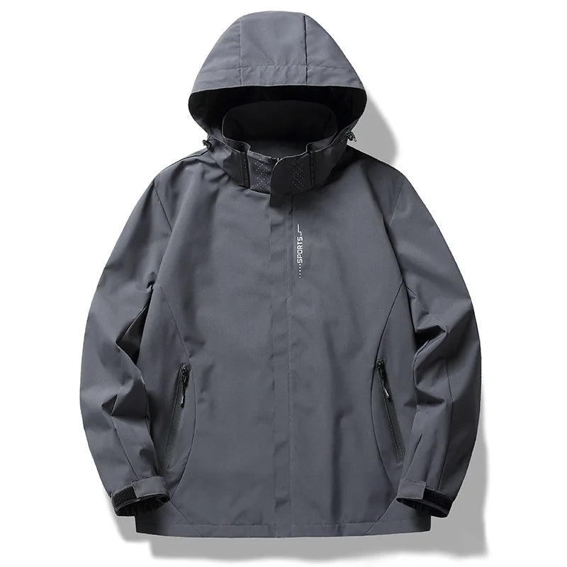 Outdoor Waterproof Windbreaker Men's Tactical Detachable Cap Camping Fishing Coat New Spring plus size Casual Lightweight Jacket