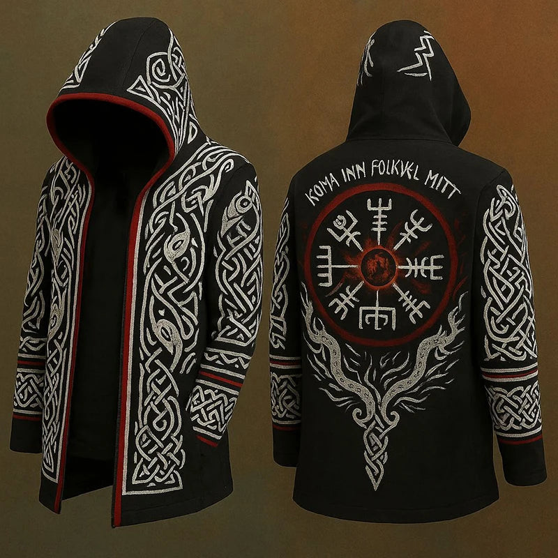 Y2K Mens Hooded Jacket Coat Streetwear Fashion Loose Long Sleeve Windbreaker Men's Fall Winter Vintage Gothic Printing Cardigan