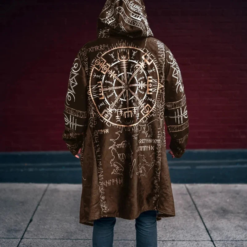 Y2K Mens Hooded Jacket Coat Streetwear Fashion Loose Long Sleeve Windbreaker Men's Fall Winter Vintage Gothic Printing Cardigan