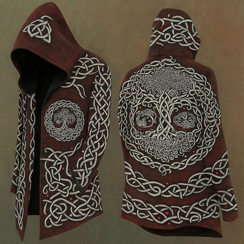 Y2K Mens Hooded Jacket Coat Streetwear Fashion Loose Long Sleeve Windbreaker Men's Fall Winter Vintage Gothic Printing Cardigan
