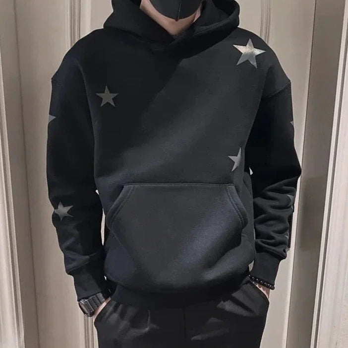 Hoodies Graphic Sweatshirt for Men Black Hip Hop Male Clothes Loose Luxury Aesthetic Emo 90s Vintage Simple Winter S Warm Hooded