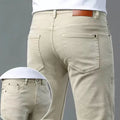 Autumn and Spring New Pure Color American Vintage Straight Leg Elastic Denim Pants for Men Casual Sports High Quality Trousers