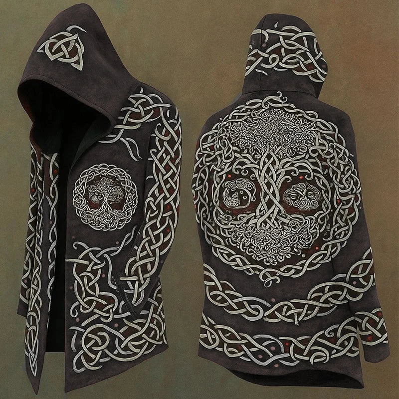 Y2K Mens Hooded Jacket Coat Streetwear Fashion Loose Long Sleeve Windbreaker Men's Fall Winter Vintage Gothic Printing Cardigan