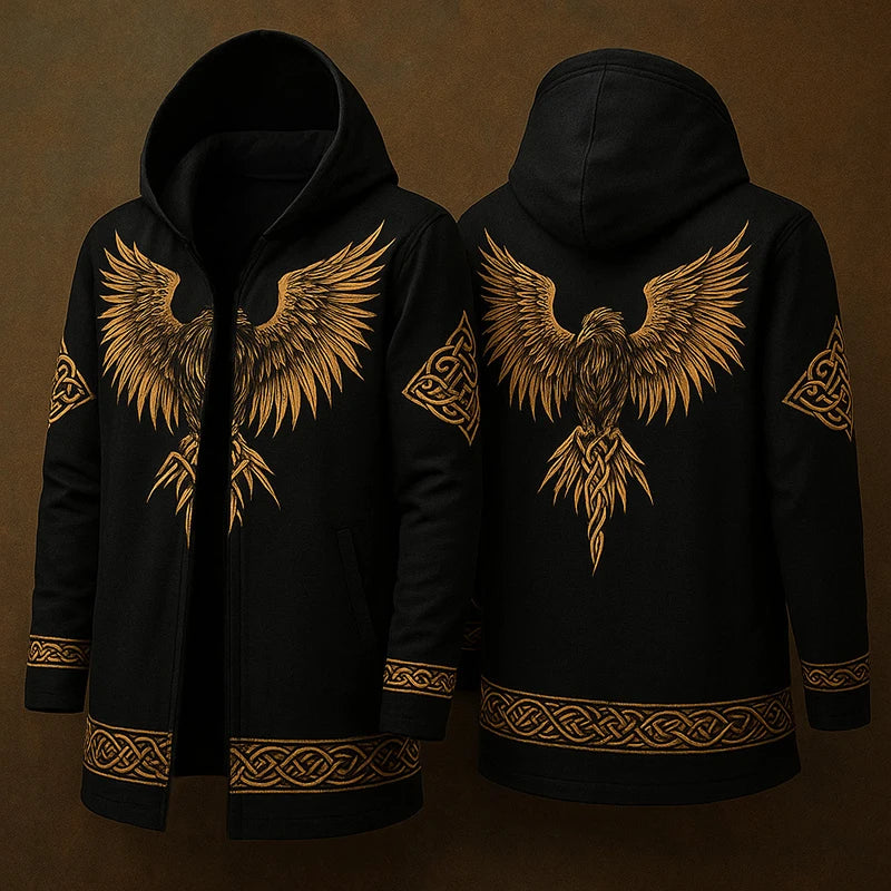 Y2K Mens Hooded Jacket Coat Streetwear Fashion Loose Long Sleeve Windbreaker Men's Fall Winter Vintage Gothic Printing Cardigan