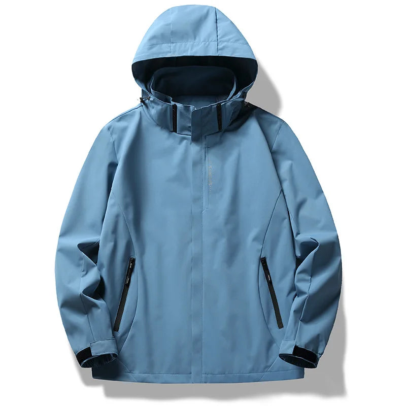 Outdoor Waterproof Windbreaker Men's Tactical Detachable Cap Camping Fishing Coat New Spring plus size Casual Lightweight Jacket