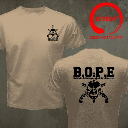 Brazil BOPE Elite Special Force T Shirt Black Beige White Cotton O-Neck Summer Short Sleeve Casual Mens T-shirt Plus Size S-6XL