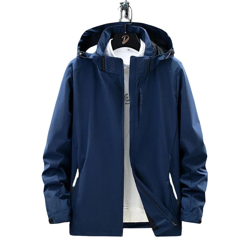 Outdoor Waterproof Windbreaker Men's Tactical Detachable Cap Camping Fishing Coat New Spring plus size Casual Lightweight Jacket